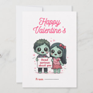 Cute Zombie Couple Dead Serious Valentine Card