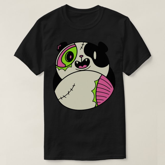 Cute Zombie Panda Funny Halloween Animals T-Shirt (Design Front)