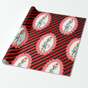 Cute Zombie with Candy Cane Christmas Wrapping Paper