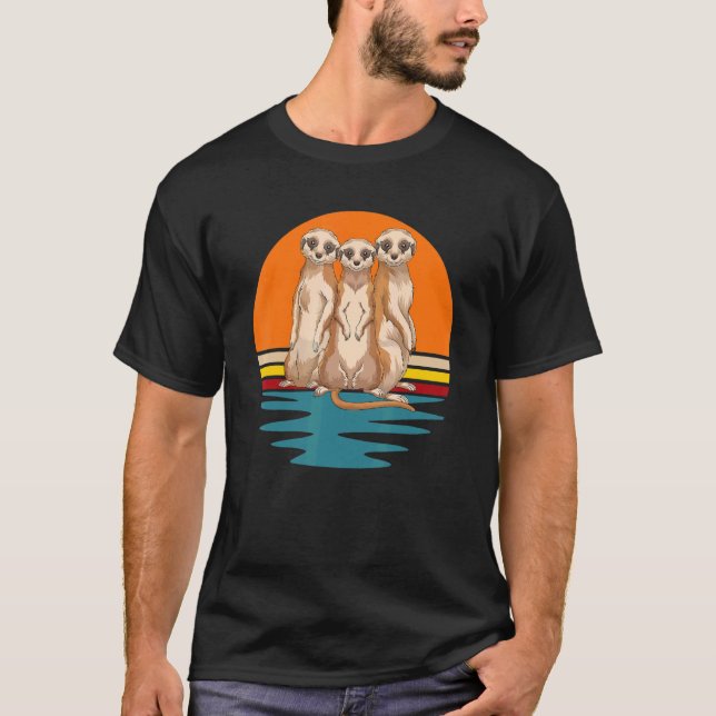 Cute Zoo Animal  Africa Safari Retro Meerkat 1 T-Shirt (Front)