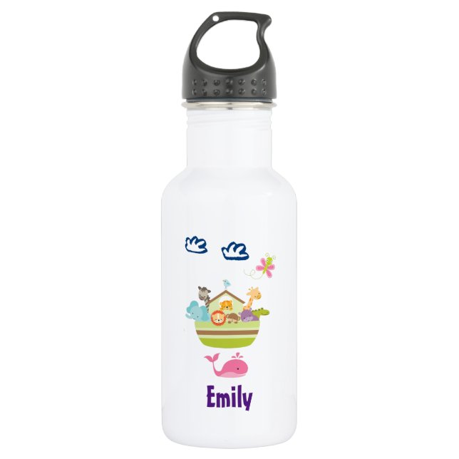 Cute Zoo Animal Ark Personalised 532 Ml Water Bottle (Front)