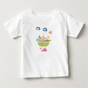 Cute Zoo Animal Ark with a Butterfly and Whale Baby T-Shirt
