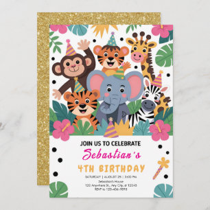 Cute Zoo Animal Kids Party Invitation