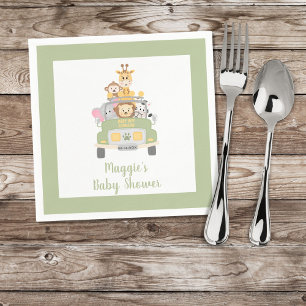 Cute Zoo Animal Safari Baby Shower Napkin