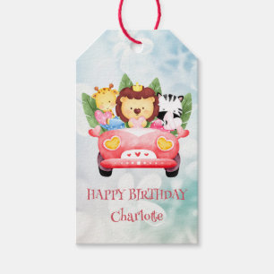 Cute Zoo Car Safari jungle Birthday party Gift Tags