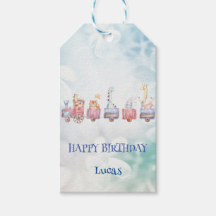 Cute Zoo cub train Safari jungle Birthday party Gift Tags