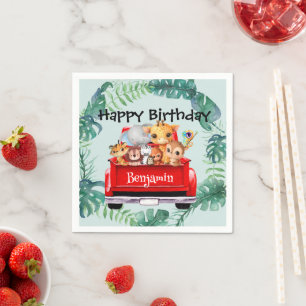 Cute Zoo jungle farm truck boy Birthday party Napkin