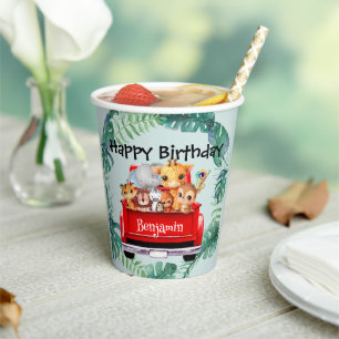 Cute Zoo jungle farm truck boys Birthday party Paper Cups