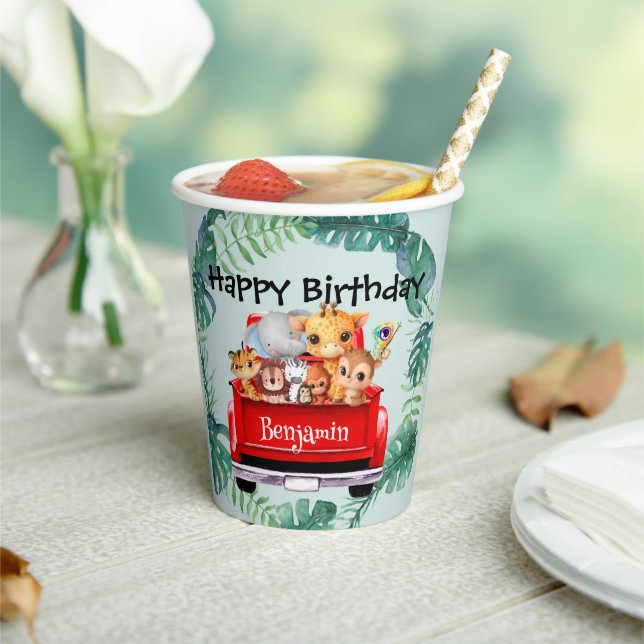 Cute Zoo jungle farm truck boys Birthday party Paper Cups (Insitu)