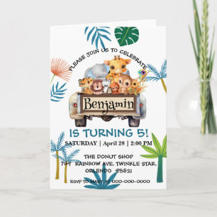 Cute Zoo jungle farm truck tractor boy Birthday  Invitation
