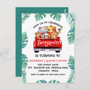 Cute Zoo jungle farm truck tractor boy Birthday Postcard