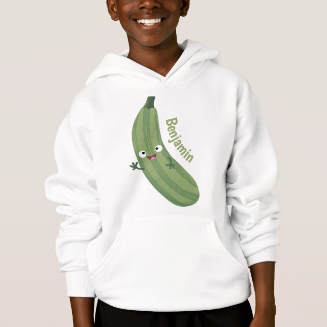 Cute zucchini happy cartoon illustration (Front)