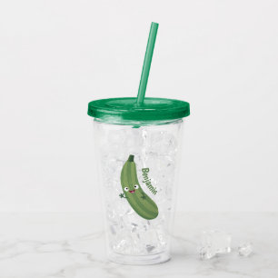 Cute zucchini happy cartoon illustration acrylic tumbler