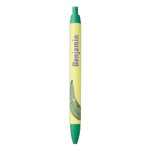 Cute zucchini happy cartoon illustration black ink pen