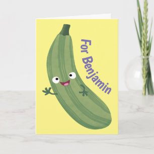 Cute zucchini happy cartoon illustration card