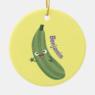 Cute zucchini happy cartoon illustration ceramic tree decoration