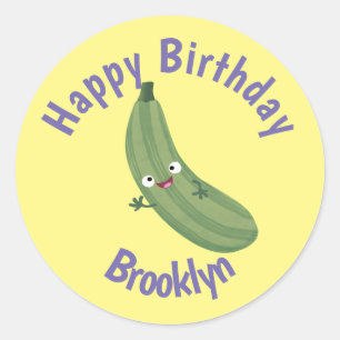 Cute zucchini happy cartoon illustration classic r round sticker