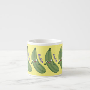 Cute zucchini happy cartoon illustration espresso cup