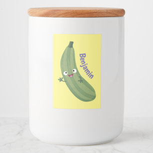 Cute zucchini happy cartoon illustration food label