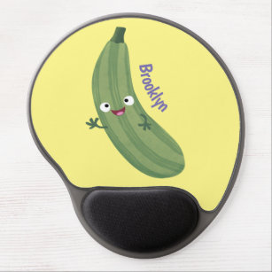 Cute zucchini happy cartoon illustration gel mouse mat