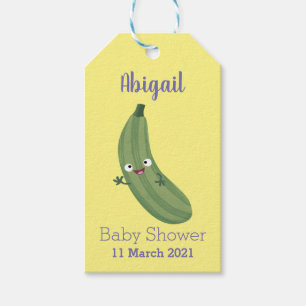 Cute zucchini happy cartoon illustration gift tags