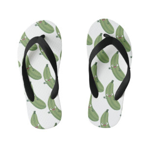 Cute zucchini happy cartoon illustration kid's flip flops