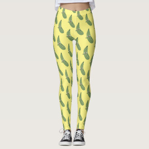 Cute zucchini happy cartoon illustration leggings