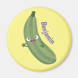 Cute zucchini happy cartoon illustration magnet