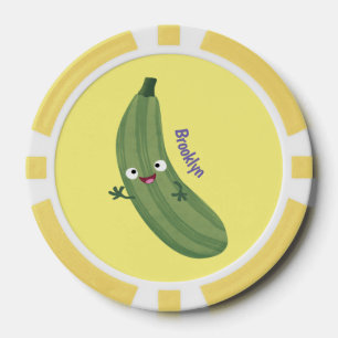 Cute zucchini happy cartoon illustration poker chips