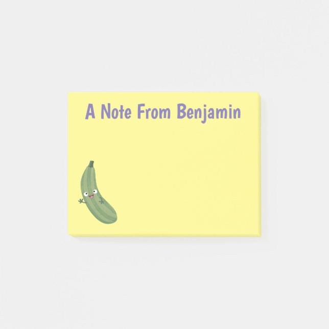 Cute zucchini happy cartoon illustration post-it notes (Front)