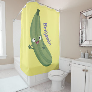 Cute zucchini happy cartoon illustration shower curtain