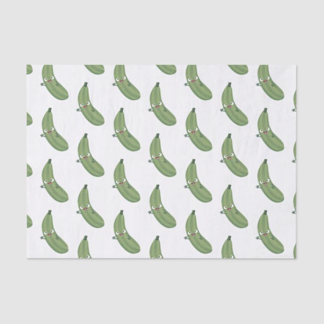 Cute zucchini happy cartoon illustration tissue paper (Front)