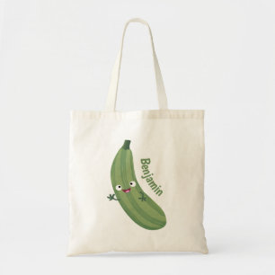Cute zucchini happy cartoon illustration tote bag