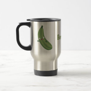 Cute zucchini happy cartoon illustration travel mug