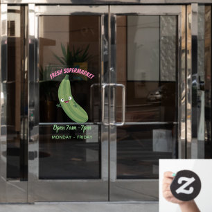 Cute zucchini happy cartoon illustration window cling