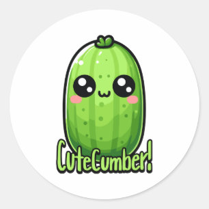Cutecumber! Cute Cucumber Pun Classic Round Sticker