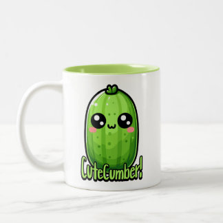 Cutecumber! Cute Cucumber Pun Two-Tone Coffee Mug
