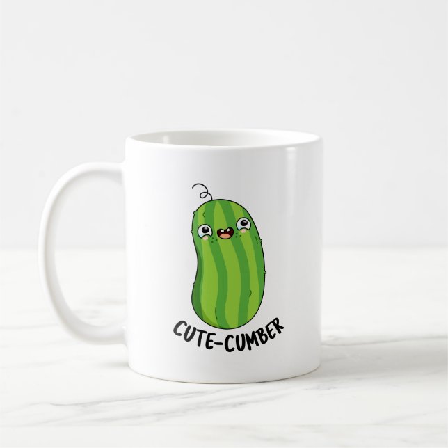 Cutecumber Funny Cucumber Pun Coffee Mug (Left)