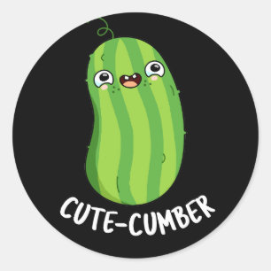 Cutecumber Funny Cucumber Pun Dark BG Classic Round Sticker