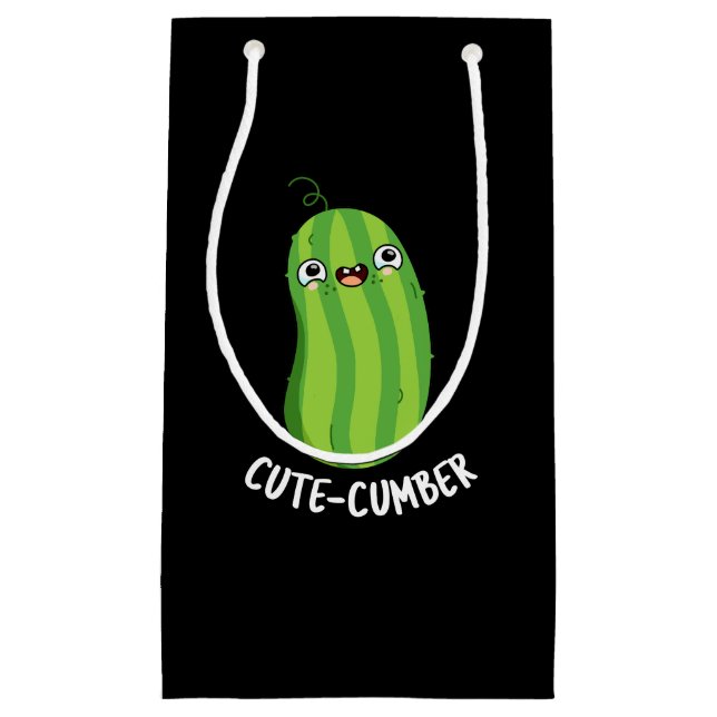 Cutecumber Funny Cucumber Pun Dark BG Small Gift Bag (Front)