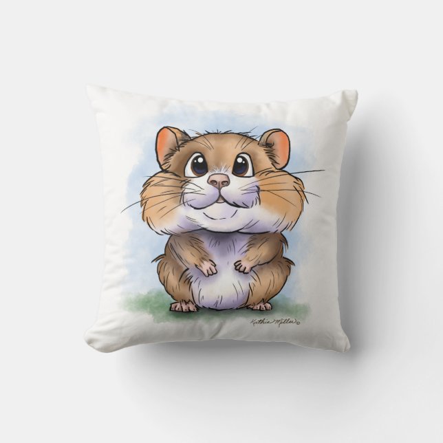 CuteFluffy Hamster Cartoon Cushion (Front)