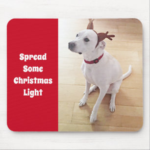 Cutel White Reindeer Puppy Dog Christmas Mouse Mat
