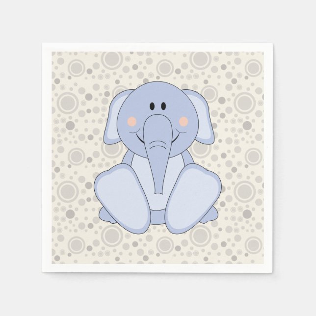Cutelyn Baby Blue Elephant Napkin (Front)