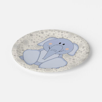 Cutelyn Baby Blue Elephant Paper Plate