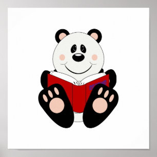 Cutelyn Reading Panda Bear Poster