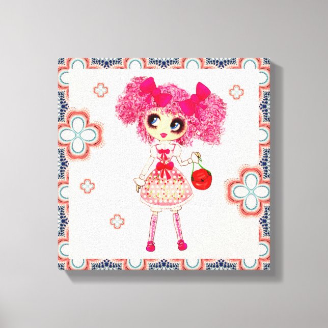 CutePpretty Girly PinkyP Pink Kawaii Girl by LeahG Canvas Print (Front)