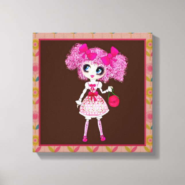 CutePpretty Girly PinkyP Pink Kawaii Girl by LeahG Canvas Print (Front)