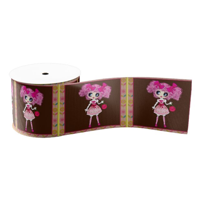 CutePpretty Girly PinkyP Pink Kawaii Girl by LeahG Grosgrain Ribbon (Spool)