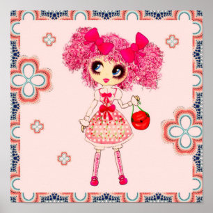 CutePpretty Girly PinkyP Pink Kawaii Girl by LeahG Poster