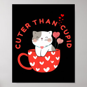 Cuter Than Cupid Kawaii Cat In Mug Fur Mom Kitten  Poster